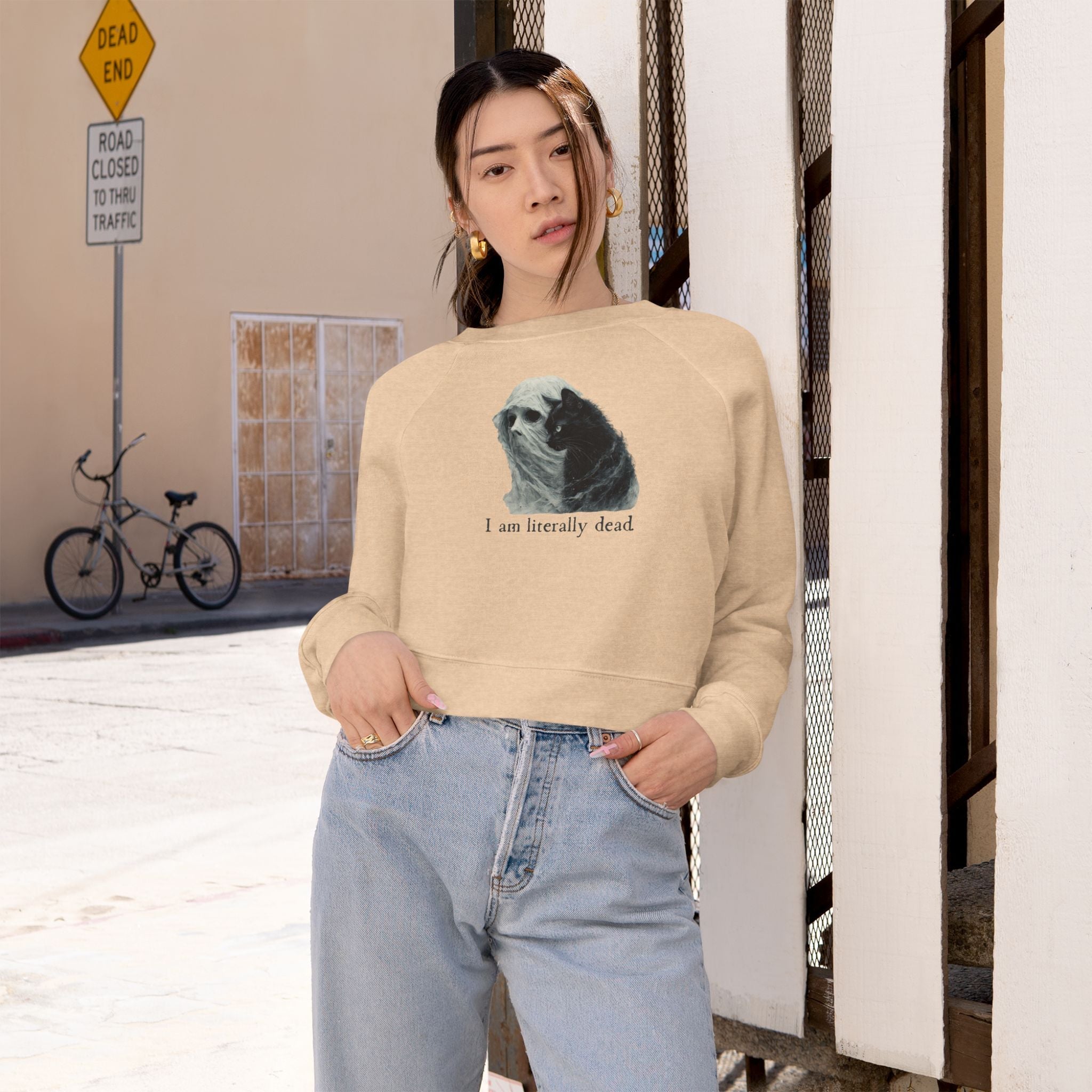 Ghost and Cat Women's Cropped Fleece Pullover - Clothing, Sweatshirts, Crop - EpiAl's Shop