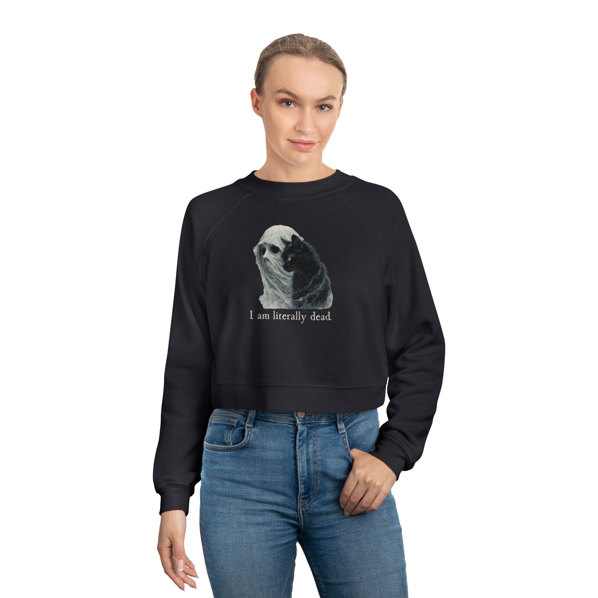 Ghost and Cat Women's Cropped Fleece Pullover - Clothing, Sweatshirts, Crop - EpiAl's Shop