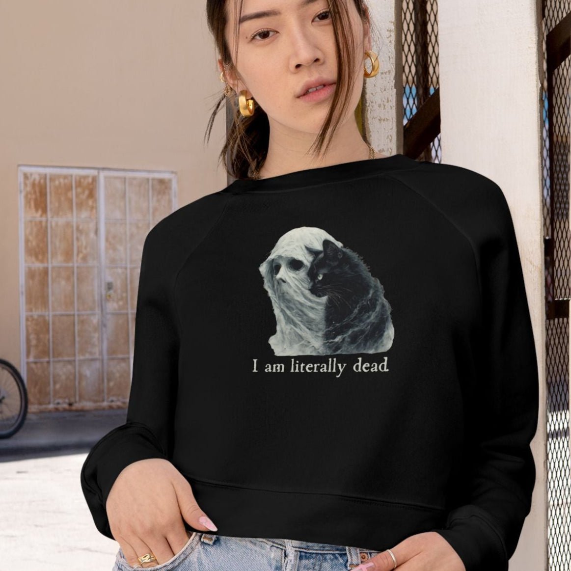 Ghost and Cat Women's Cropped Fleece Pullover - Clothing, Sweatshirts, Crop - EpiAl's Shop