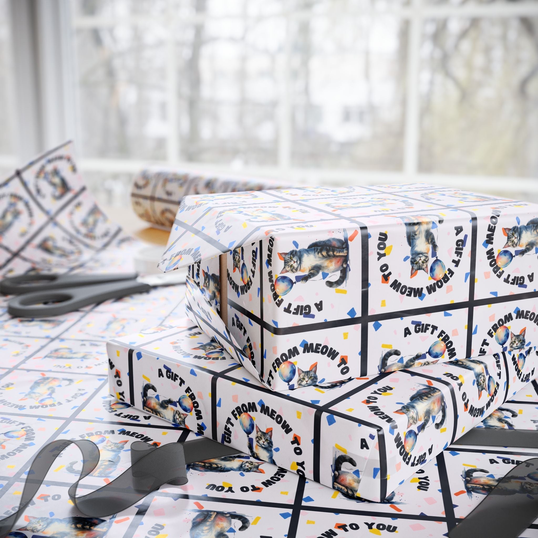 Gift from Meow to You Wrapping Paper - Paper Products, Gift Wrapping Paper - EpiAl's Shop