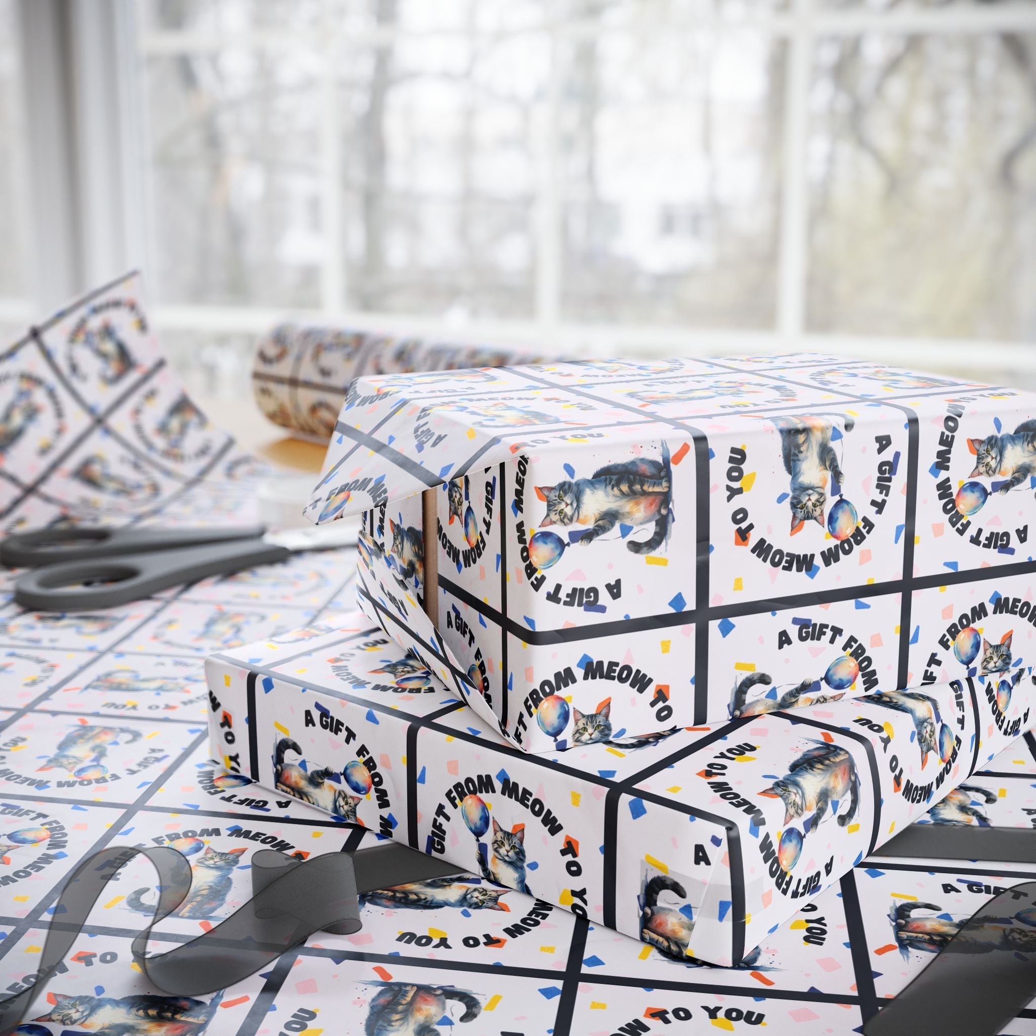 Gift from Meow to You Wrapping Paper - Paper Products, Gift Wrapping Paper - EpiAl's Shop