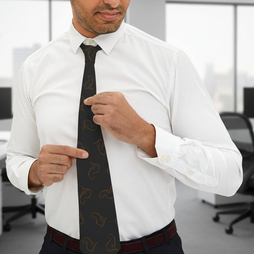 Gilded Cat Energy Slim Necktie - Clothing, Men, Neckties - EpiAl's Shop
