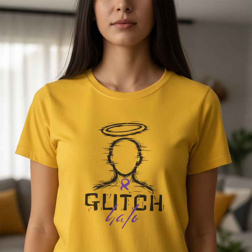 Glitch Halo Women’s Epilepsy Awareness T-Shirt – Purple Ribbon Awareness Tee - Clothing, Women, T-Shirts - EpiAl's Shop
