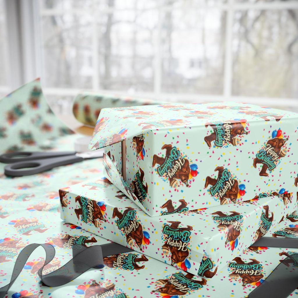 Happy Birthday Bigfoot Wrapping Paper | Sasquatch Birthday Gift Wrap