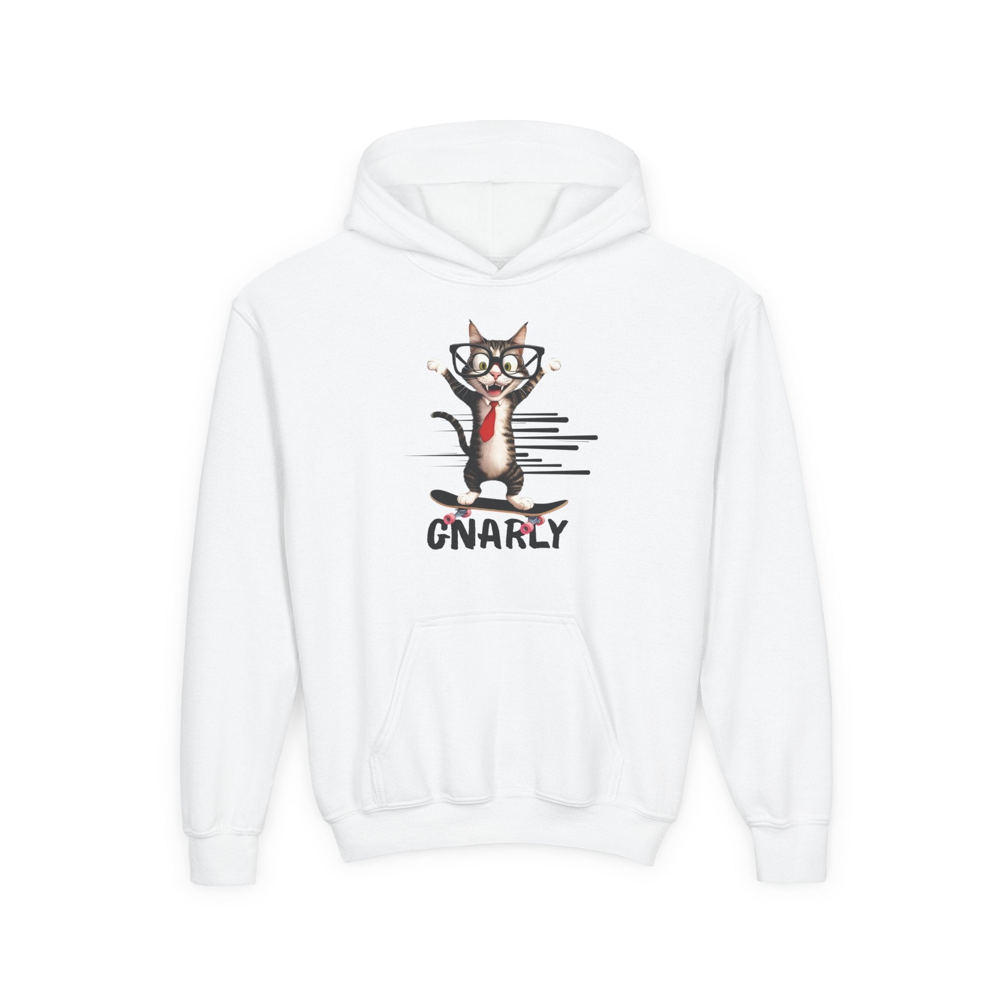 Gnarly Cat Youth Hoodie - Cool & Fun Sweatshirt for Kids - Clothing, Kids & Infants - EpiAl's Shop