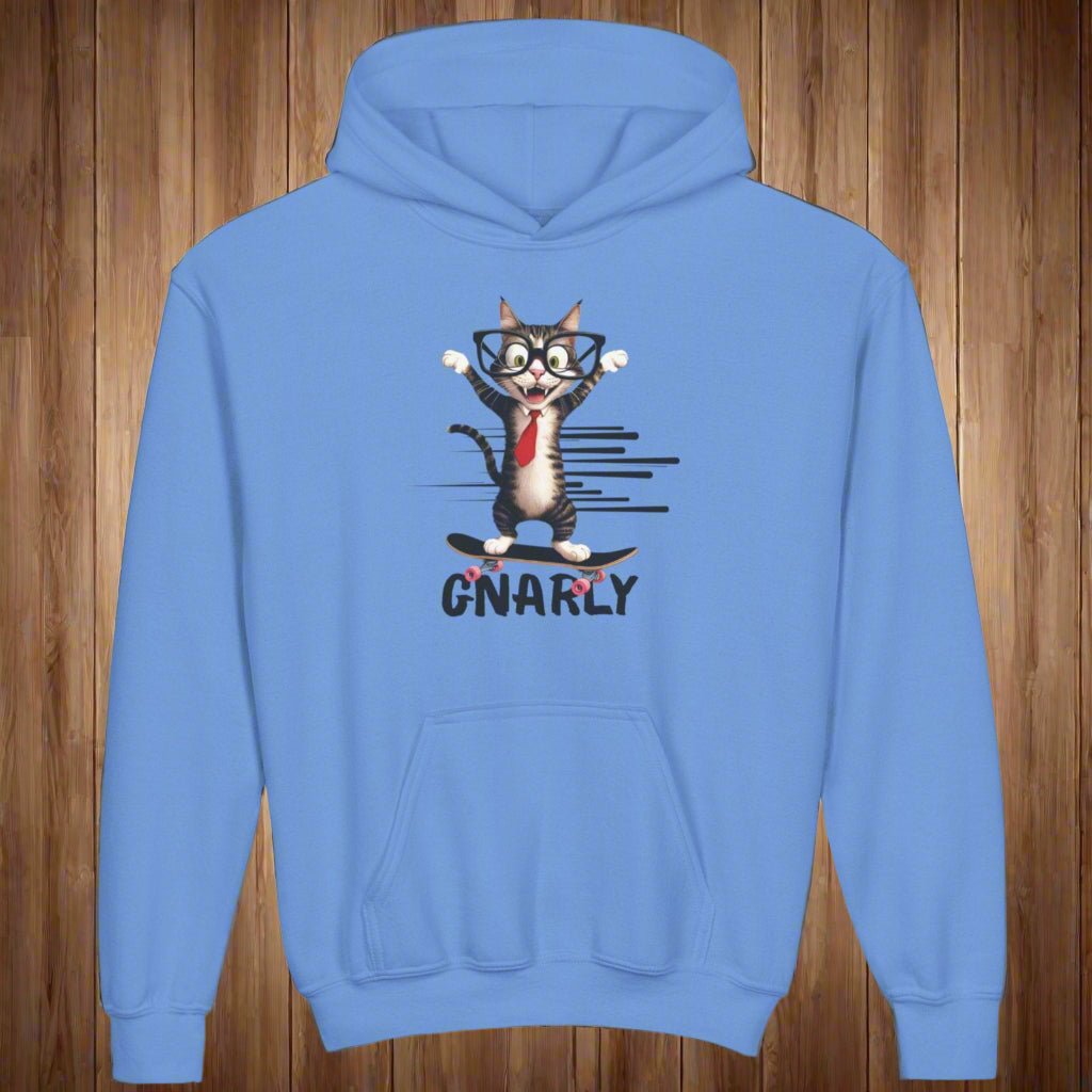 Gnarly Cat Youth Hoodie - Cool & Fun Sweatshirt for Kids - Clothing, Kids & Infants - EpiAl's Shop