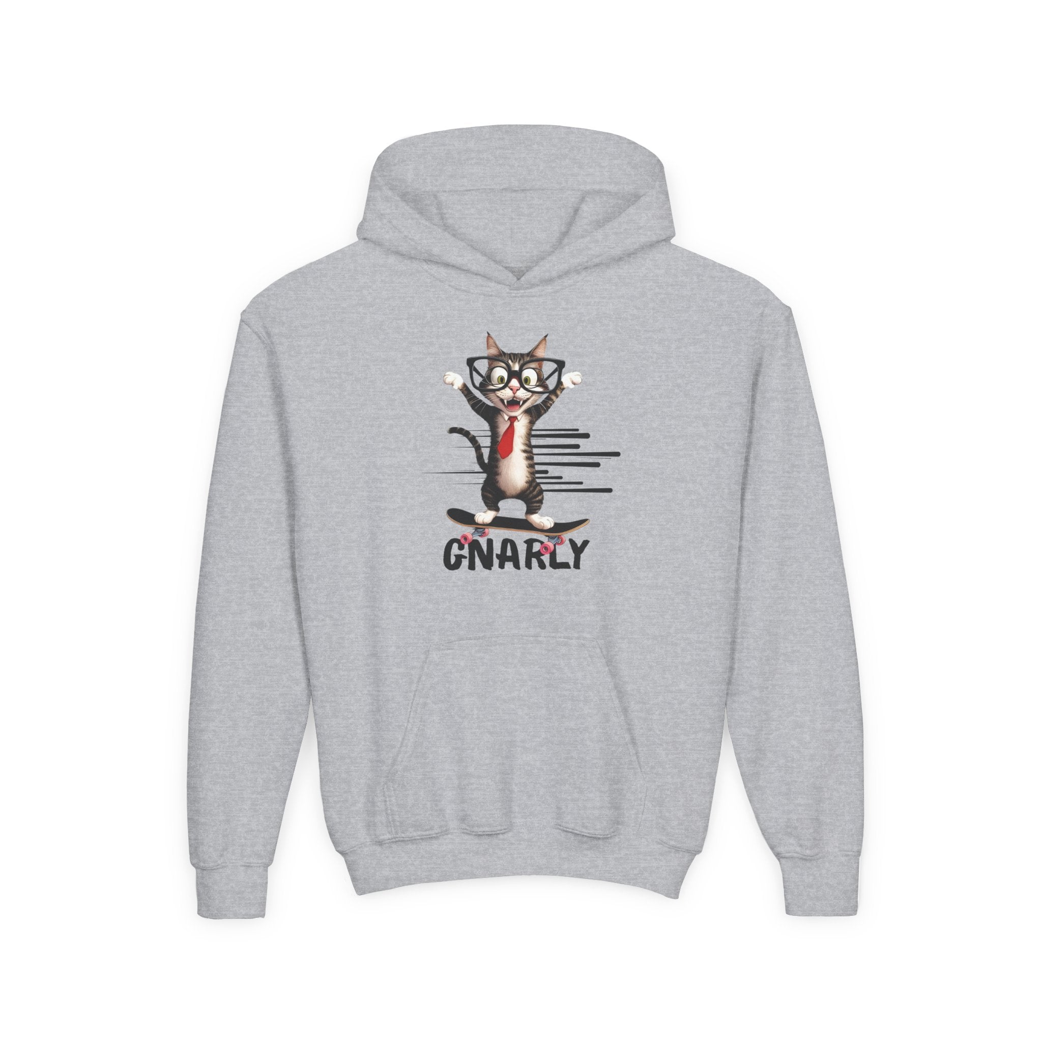 Gnarly Cat Youth Hoodie - Cool & Fun Sweatshirt for Kids - Clothing, Kids & Infants - EpiAl's Shop