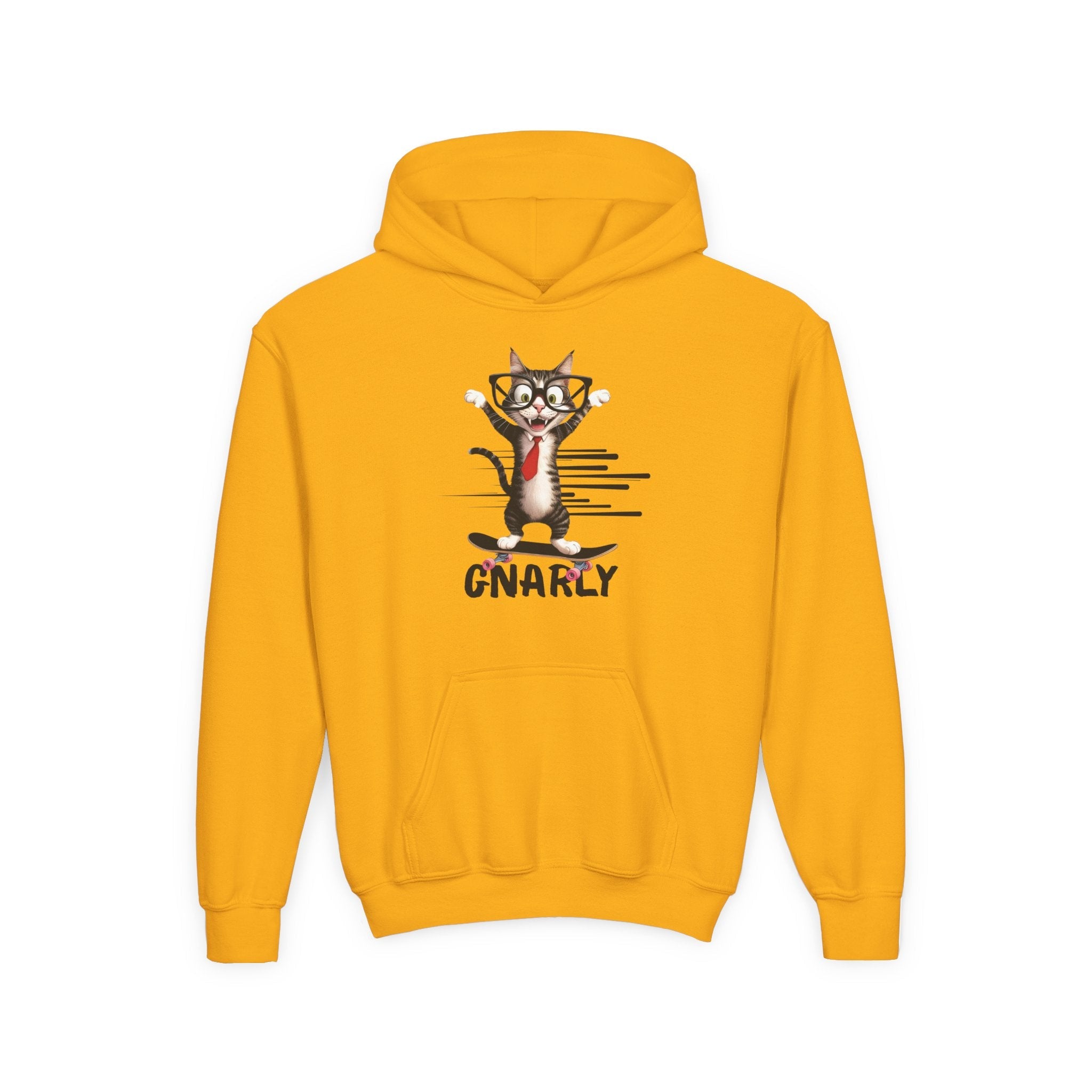 Gnarly Cat Youth Hoodie - Cool & Fun Sweatshirt for Kids - Clothing, Kids & Infants - EpiAl's Shop