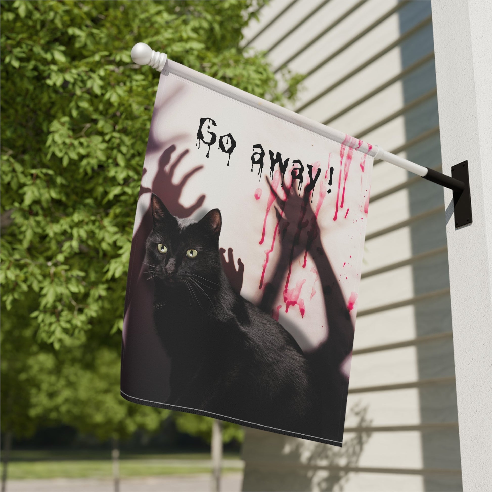 Go Away Black Cat Garden & House Banner - Outdoor Decor - EpiAl's Shop