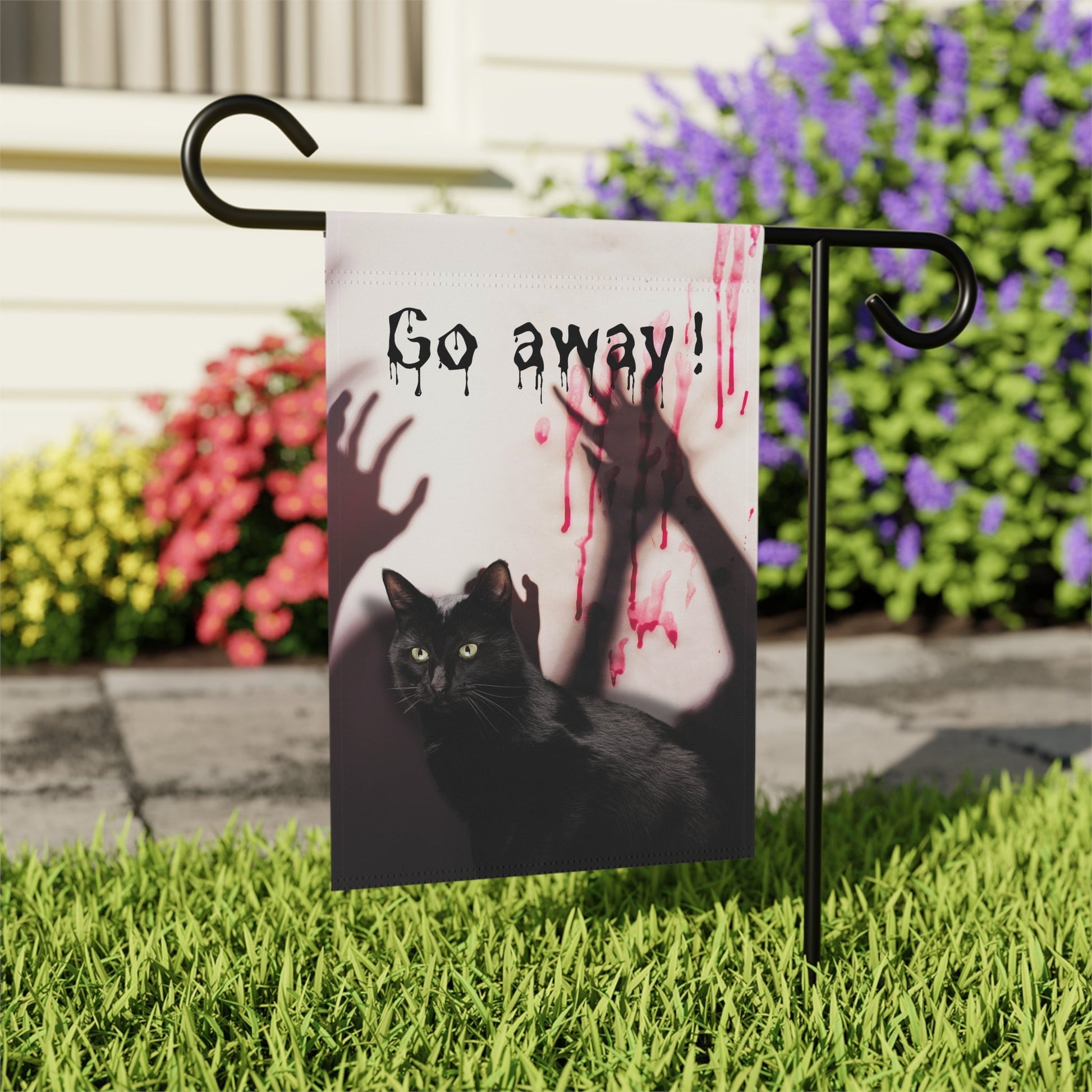 Go Away Black Cat Garden & House Banner - Outdoor Decor - EpiAl's Shop