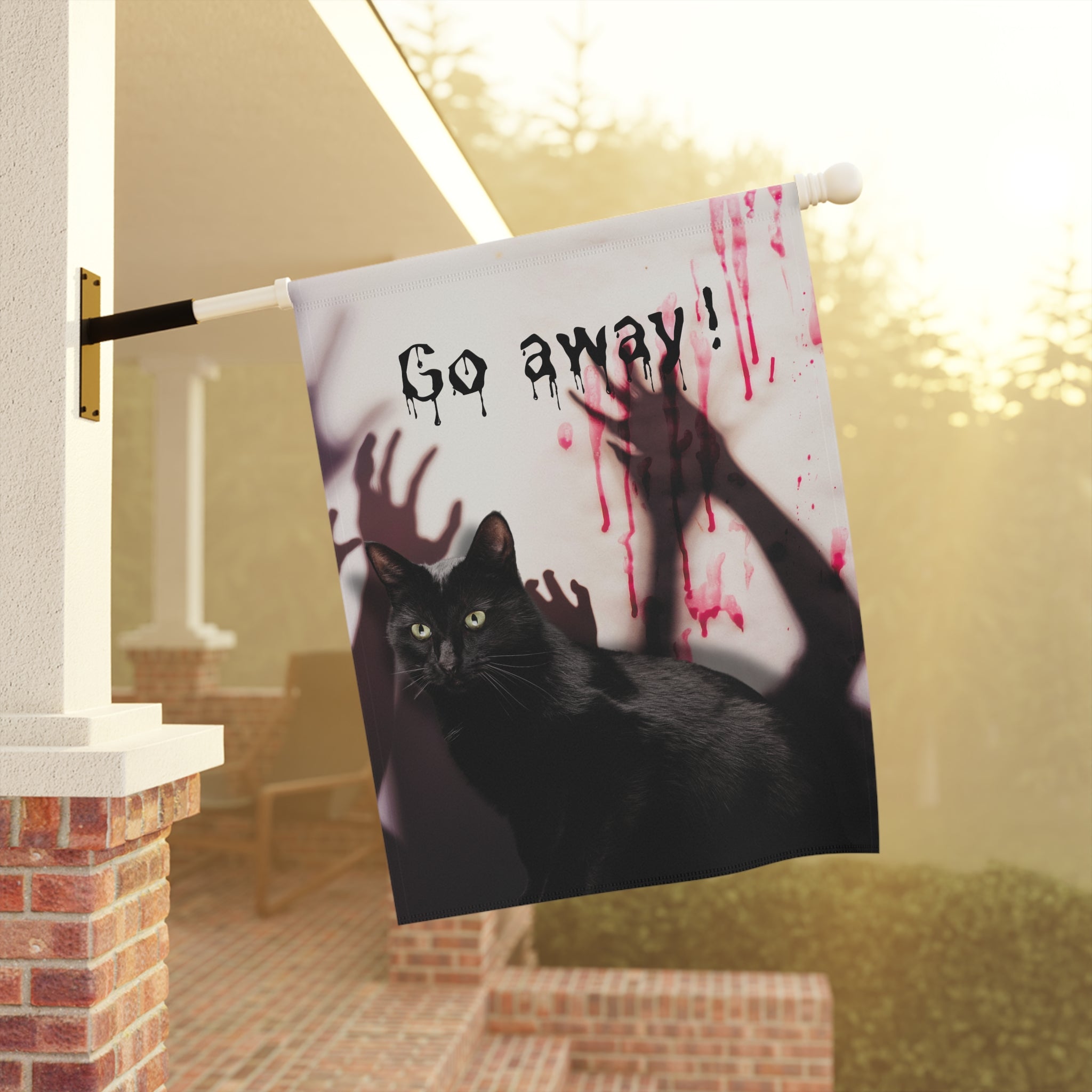 Go Away Black Cat Garden & House Banner - Outdoor Decor - EpiAl's Shop