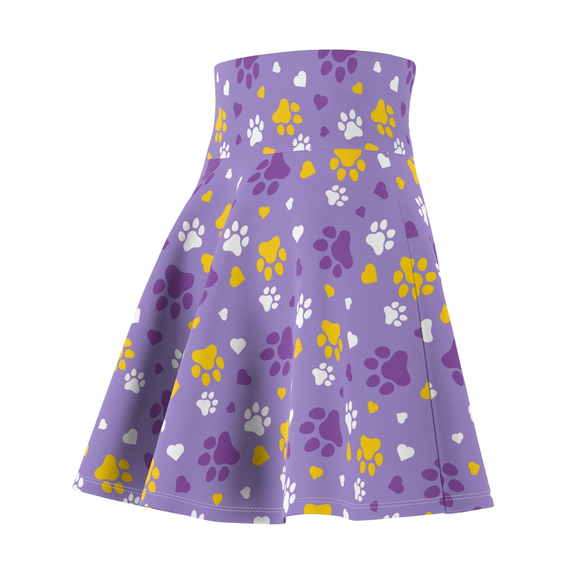 Gold Paws on Purple Women's Skater Skirt - All Over Prints - Epileptic Al’s Shop