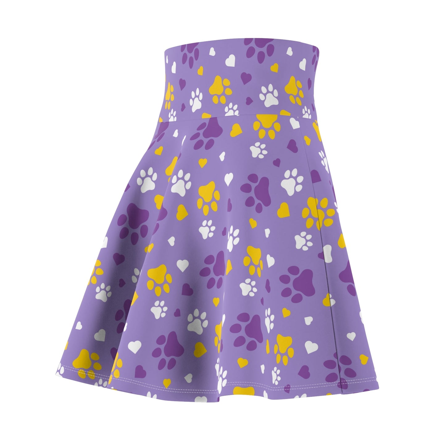 Gold Paws on Purple Women's Skater Skirt - All Over Prints - Epileptic Al’s Shop
