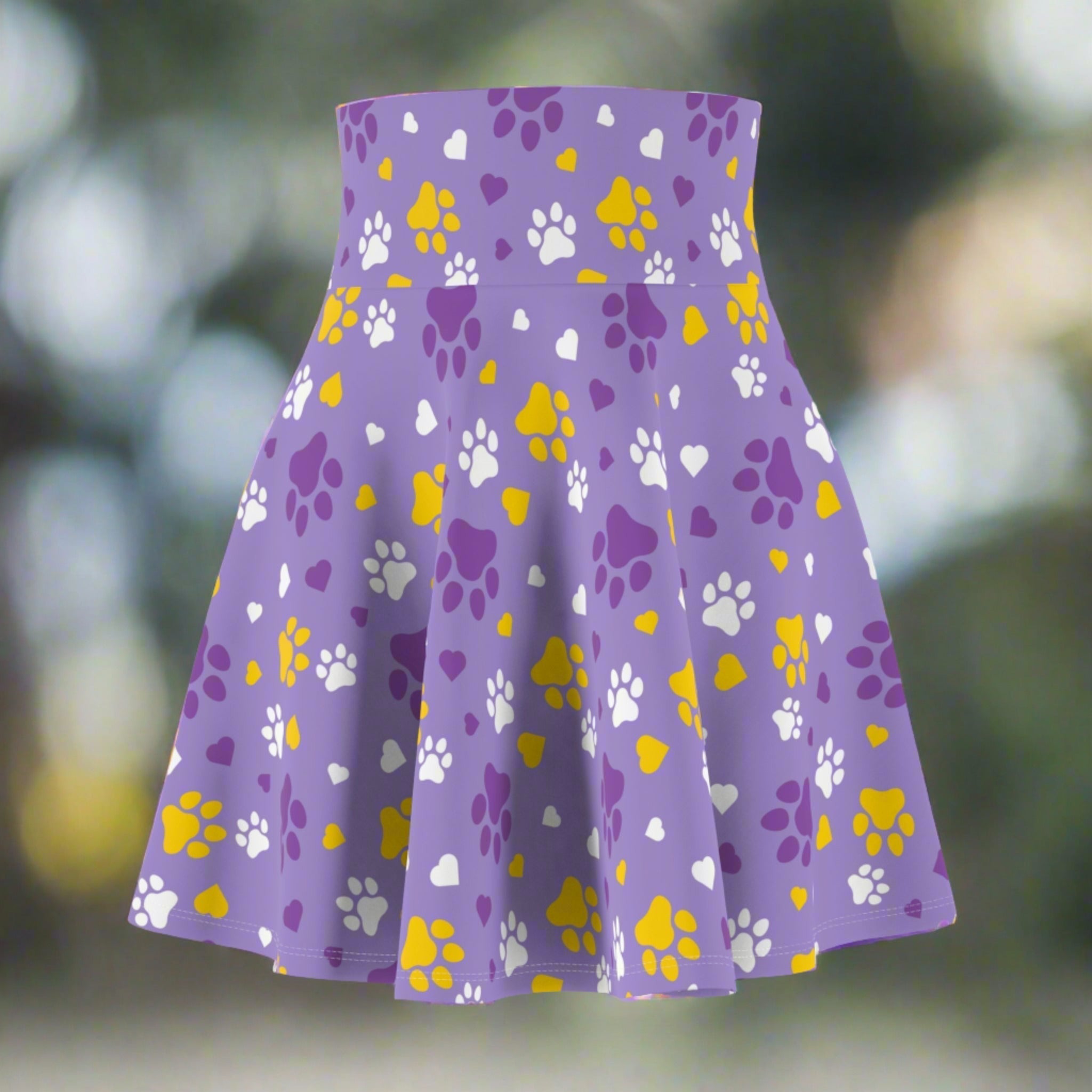 Gold Paws on Purple Women's Skater Skirt - EpiAl's Shop