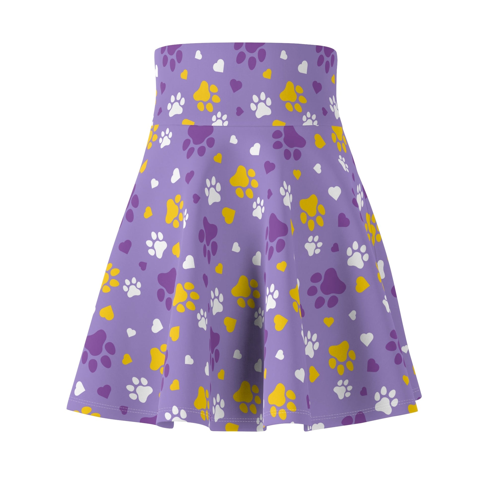 Gold Paws on Purple Women's Skater Skirt - All Over Prints - Epileptic Al’s Shop