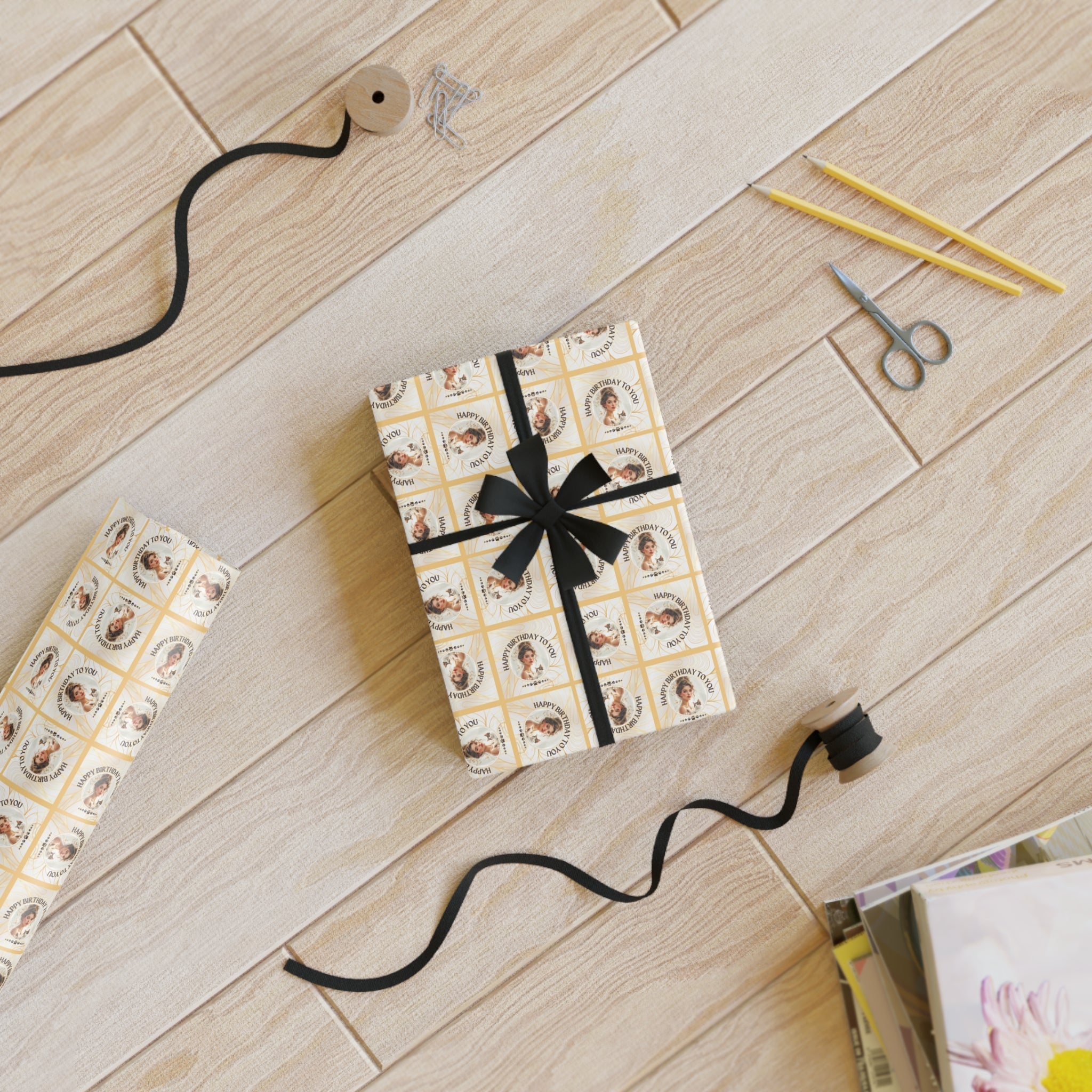 Golden Cat Lady Birthday Gift Wrapping Paper Roll - Paper Products, Gift Wrapping Paper - EpiAl's Shop