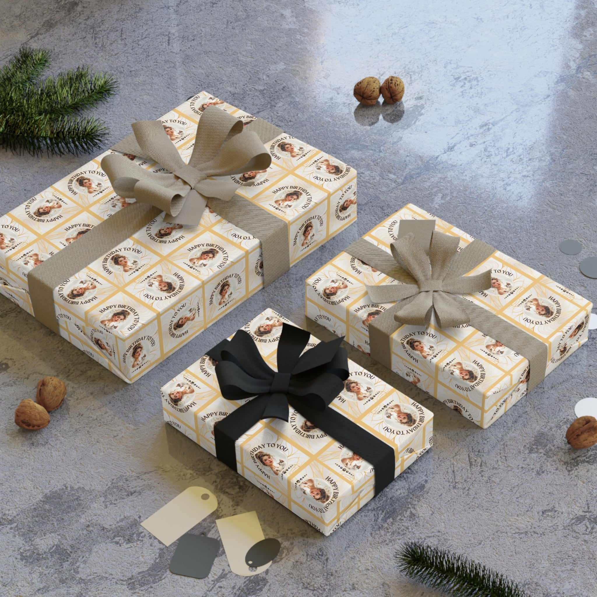 Golden Cat Lady Birthday Gift Wrapping Paper Roll - Paper Products, Gift Wrapping Paper - EpiAl's Shop