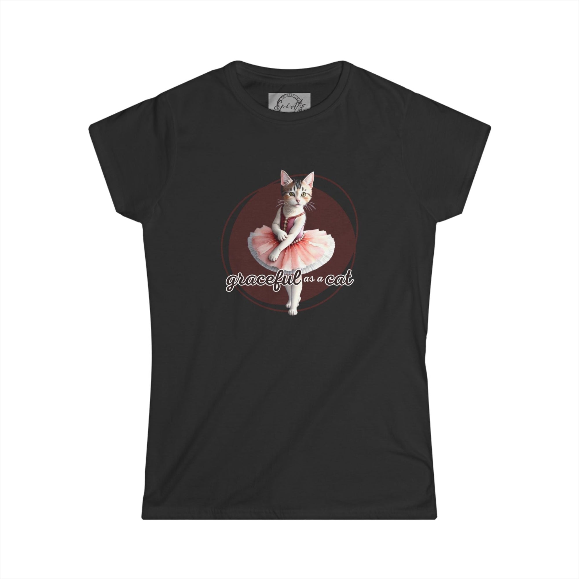 Graceful Cat Women's Tee - Cute Feline Ballerina Graphic Shirt - Clothing, T-shirts - EpiAl's Shop