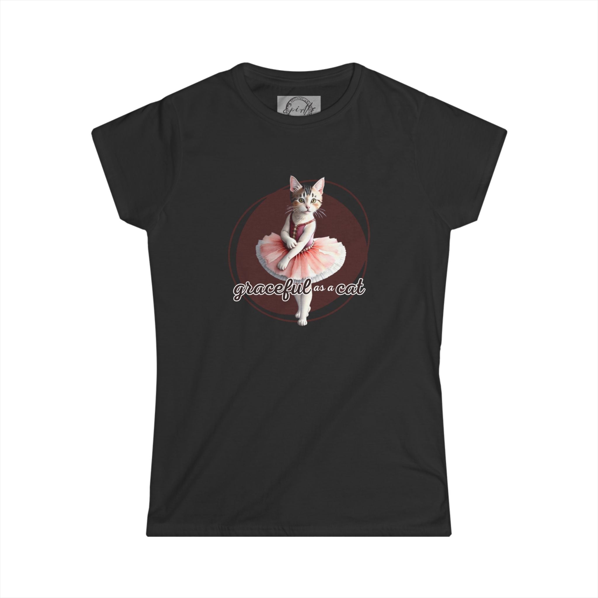 Graceful Cat Women's Tee - Cute Feline Ballerina Graphic Shirt - Clothing, T-shirts - EpiAl's Shop