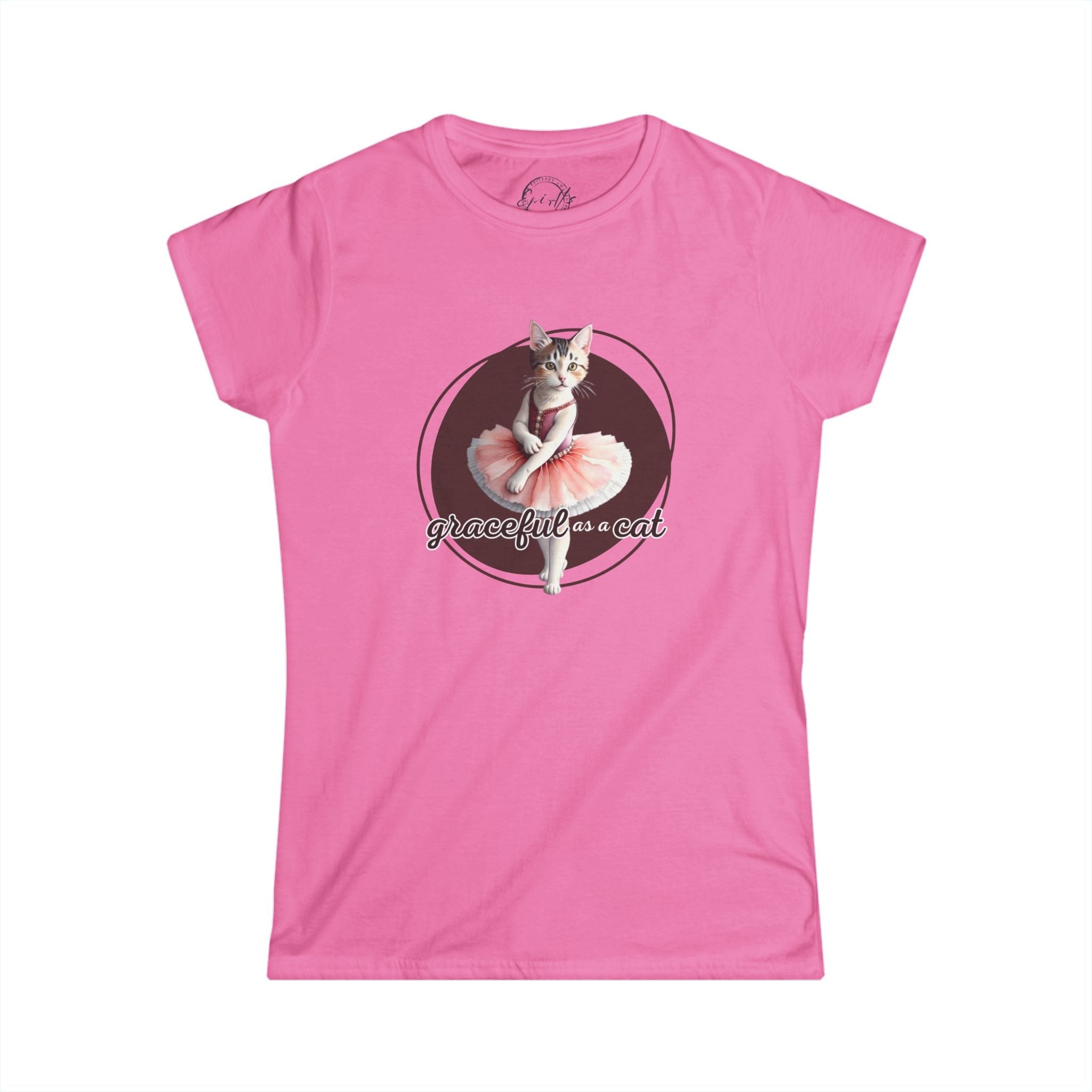 Graceful Cat Women's Tee - Cute Feline Ballerina Graphic Shirt - Clothing, T-shirts - EpiAl's Shop
