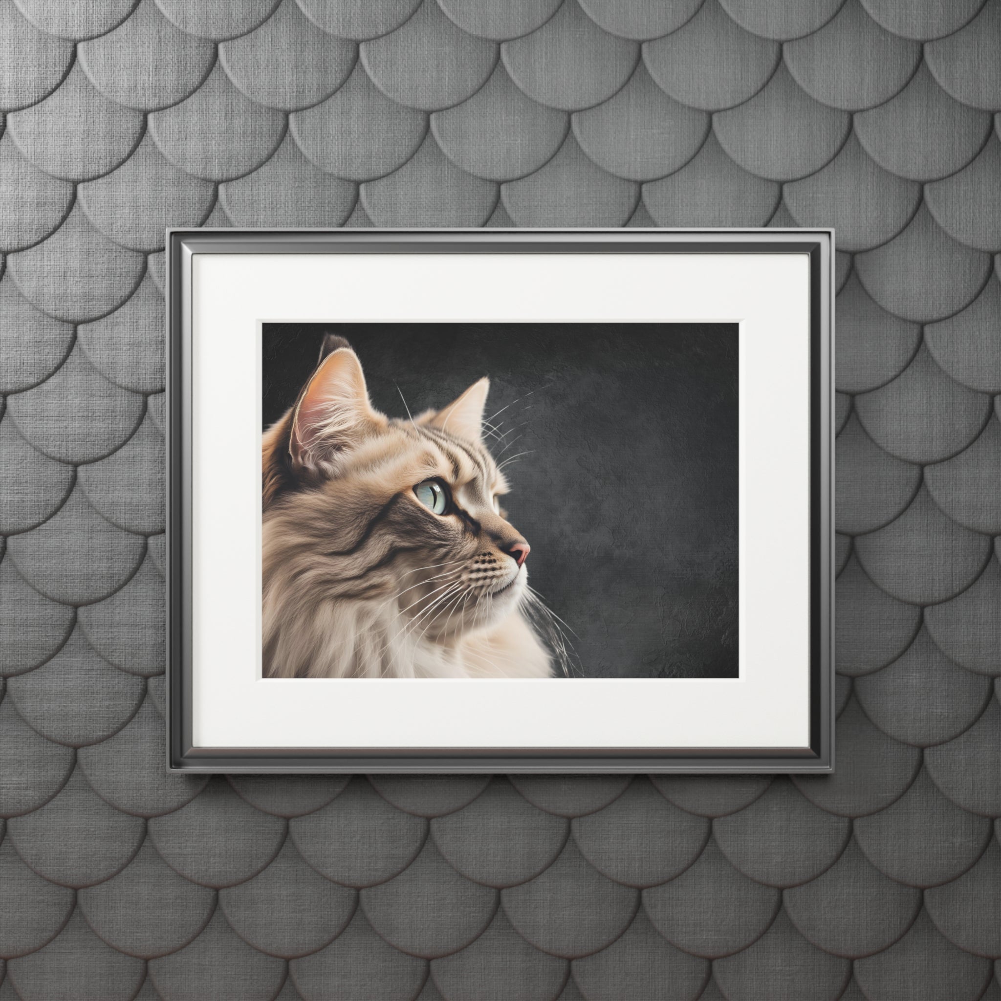 Gray Kitty Fine Art Print with Passepartout Frame - Decor, Home, Artwork - EpiAl's Shop