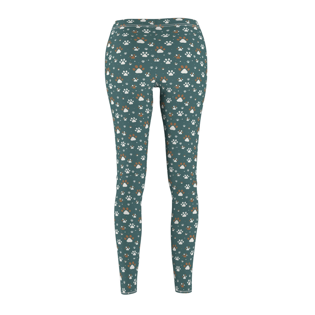 Green Colorful Paws Women's Cut & Sew Casual Leggings - All Over Prints - Epileptic Al’s Shop