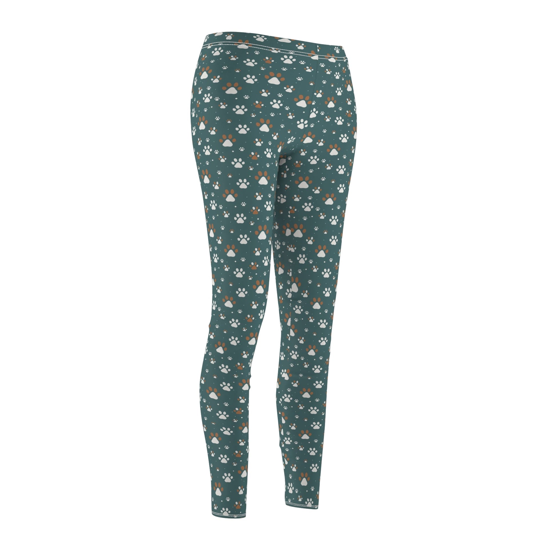 Green Colorful Paws Women's Cut & Sew Casual Leggings - All Over Prints - Epileptic Al’s Shop