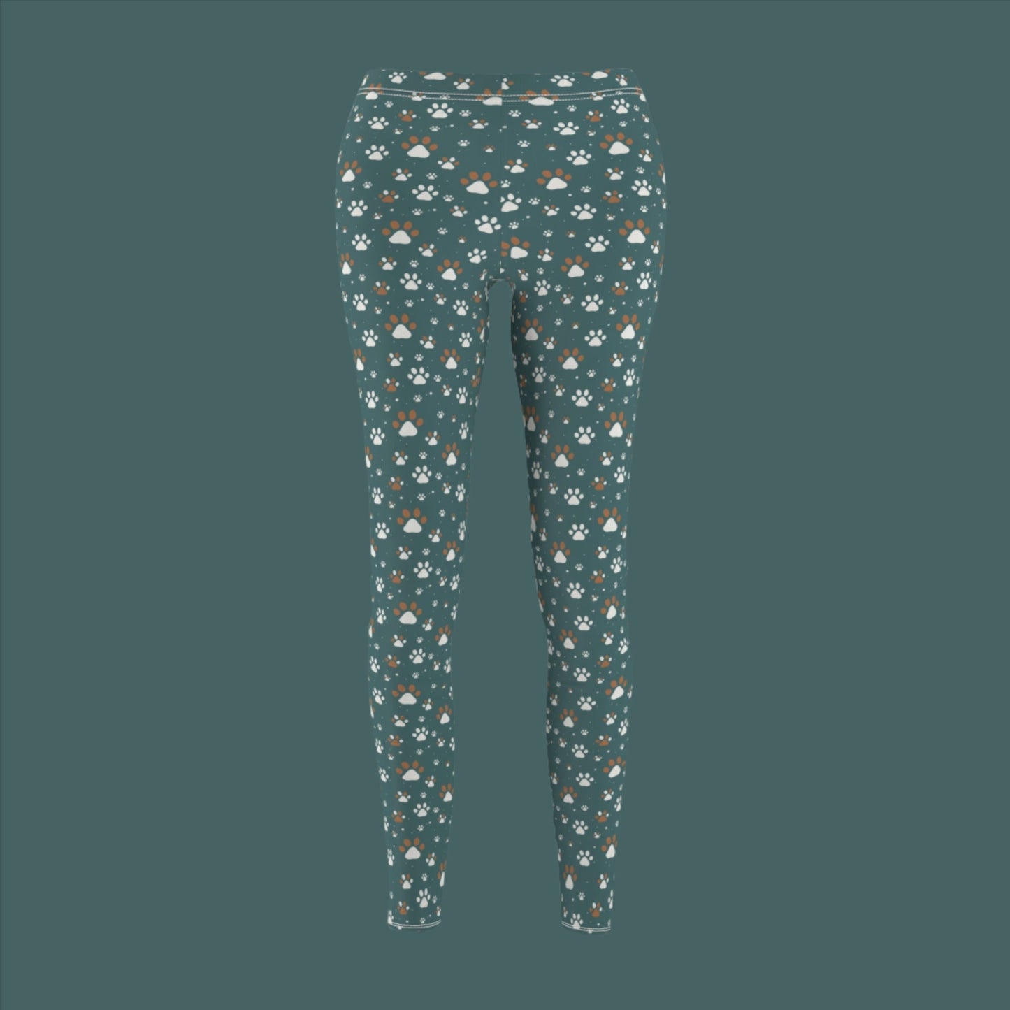 Green Colorful Paws Women's Cut & Sew Casual Leggings - All Over Prints - Epileptic Al’s Shop