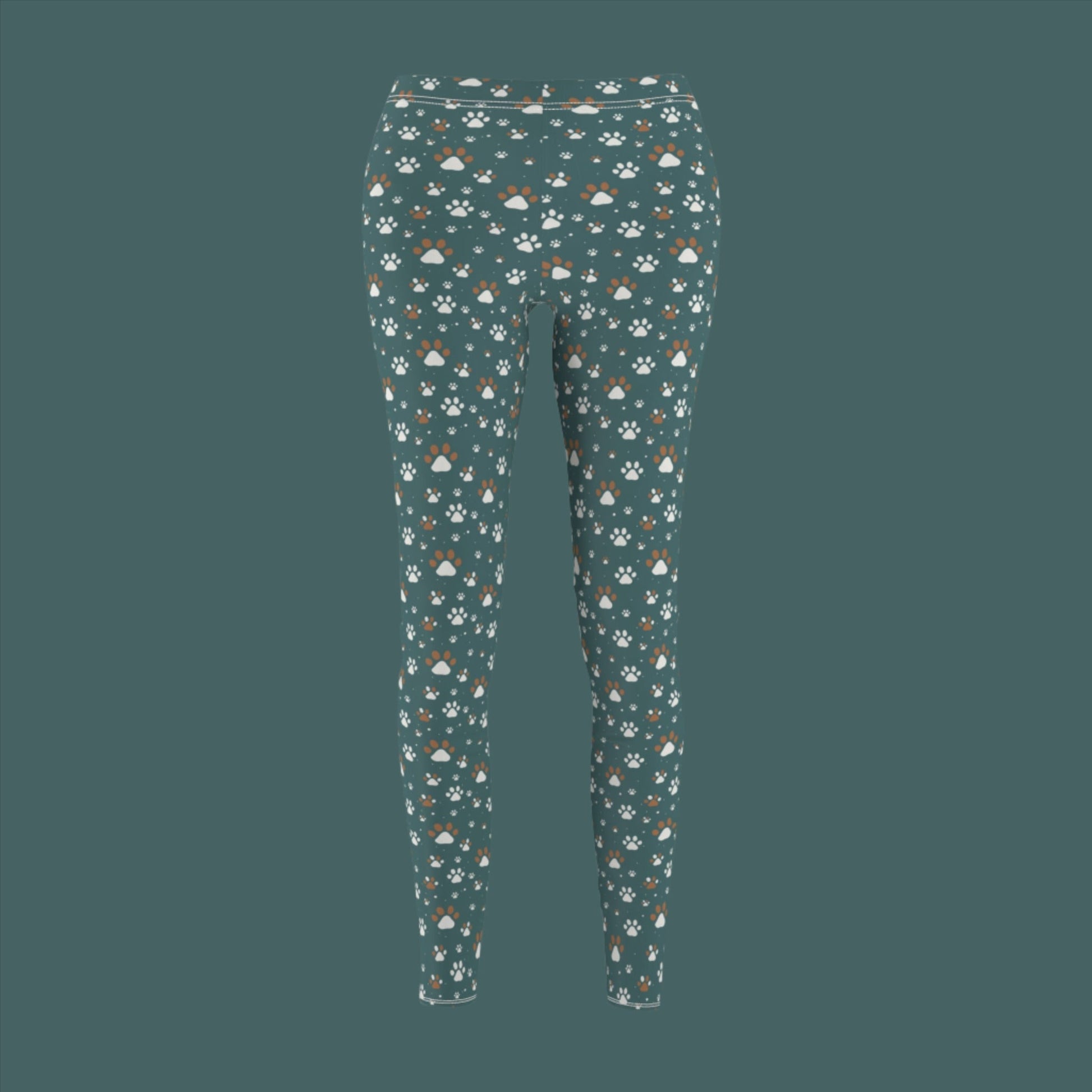 Green Colorful Paws Women's Cut & Sew Casual Leggings - All Over Prints - Epileptic Al’s Shop