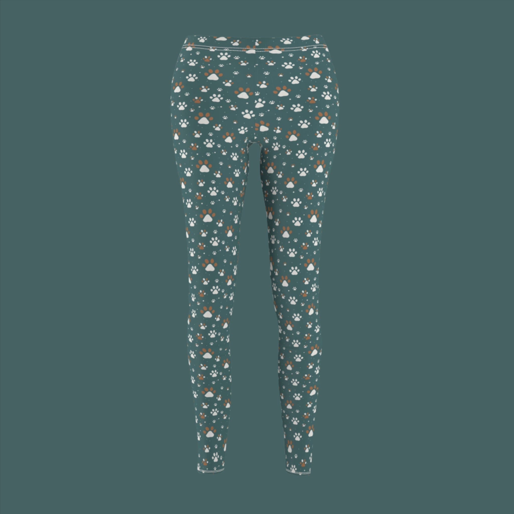 Green Colorful Paws Women's Cut & Sew Casual Leggings - EpiAl's Shop