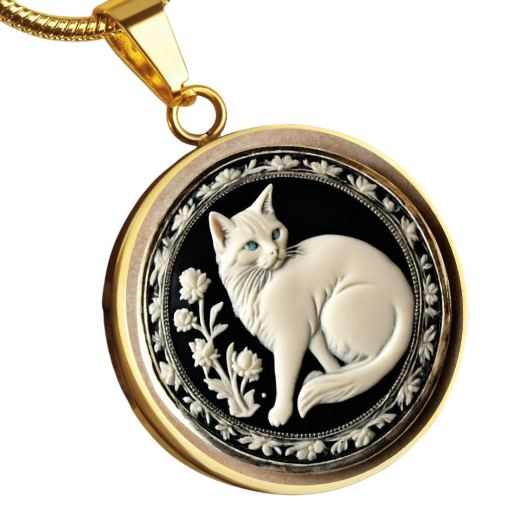 Green Eyed Cat Cameo Necklace - Jewelry - Epileptic Al’s Shop