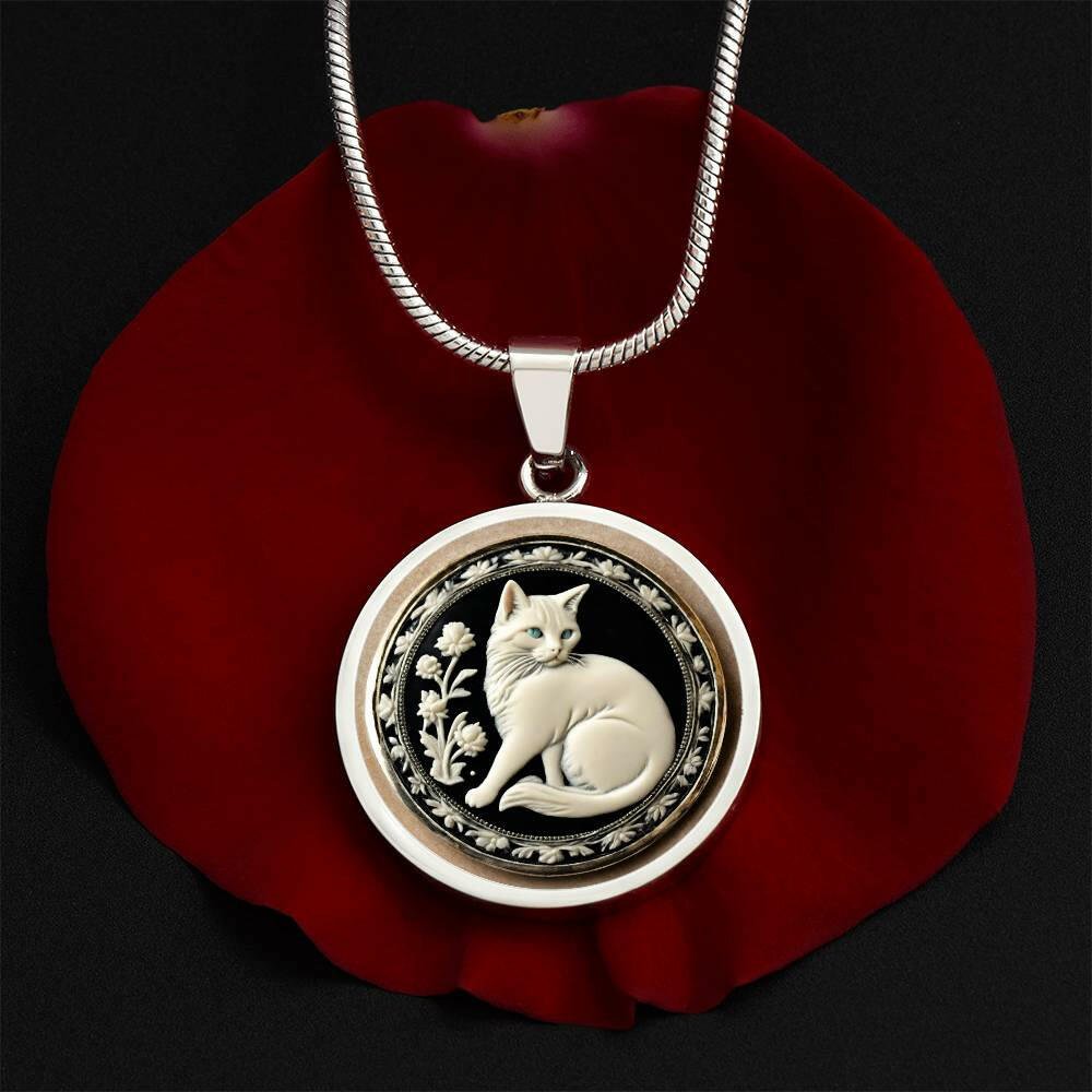 Green Eyed Cat Cameo Necklace - Jewelry - Epileptic Al’s Shop