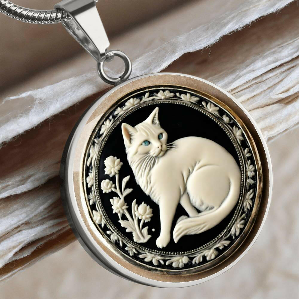 Green Eyed Cat Cameo Necklace - EpiAl's Shop