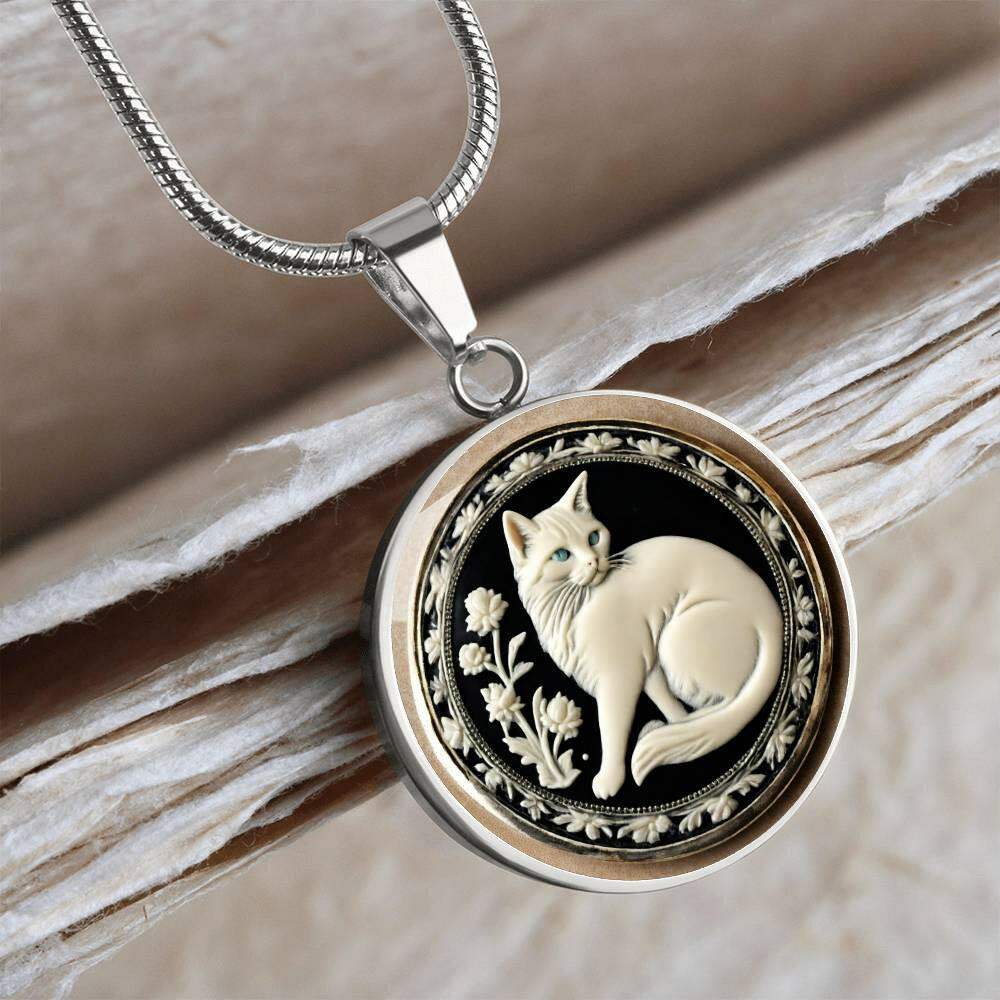 Green Eyed Cat Cameo Necklace - Jewelry - Epileptic Al’s Shop