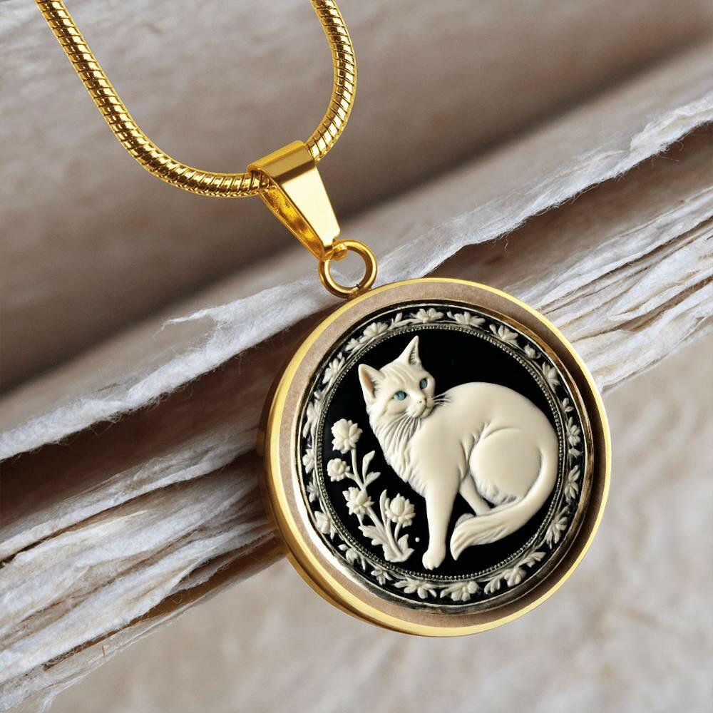 Green Eyed Cat Cameo Necklace - Jewelry - Epileptic Al’s Shop