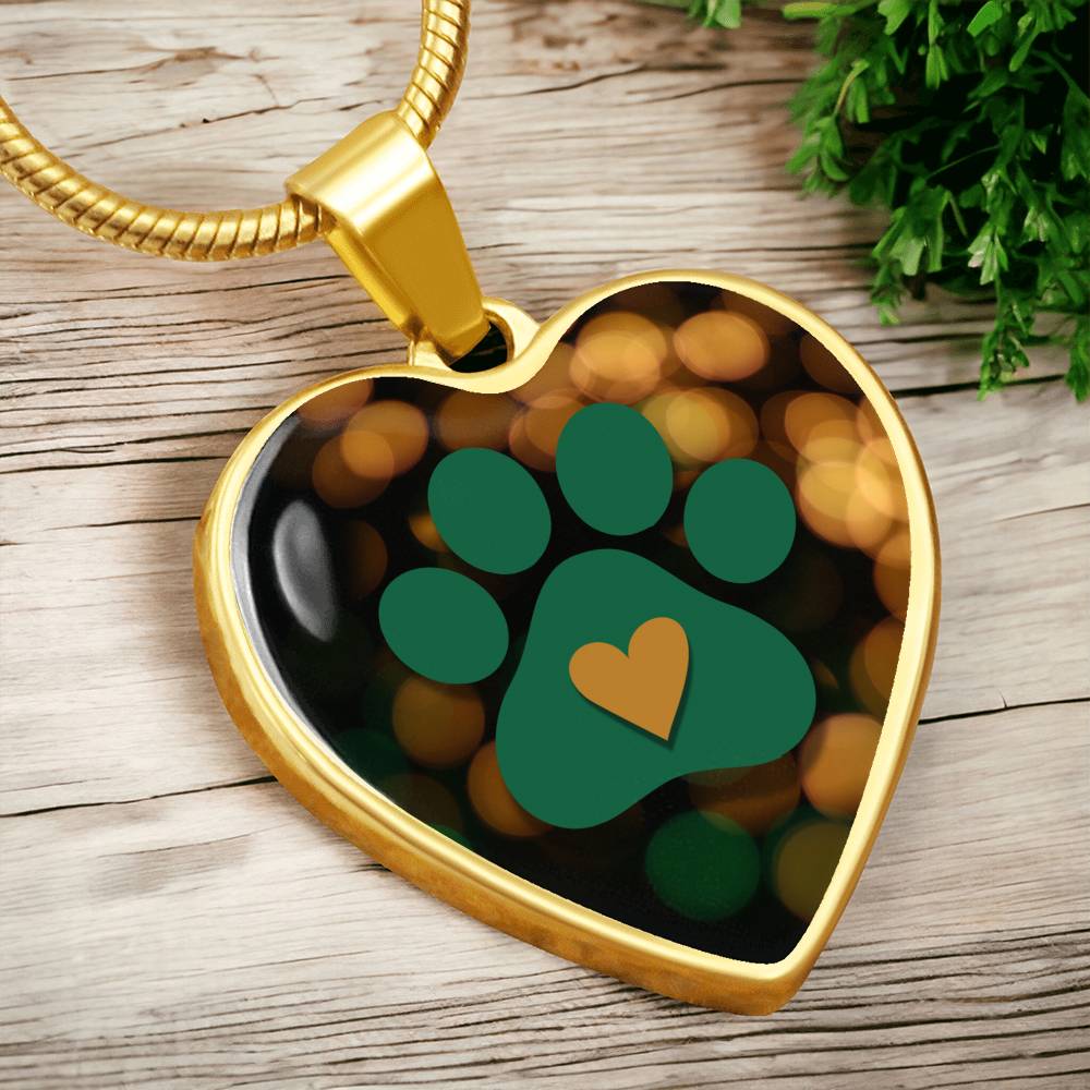 Green & Gold Paw Necklace - Jewelry - Epileptic Al’s Shop