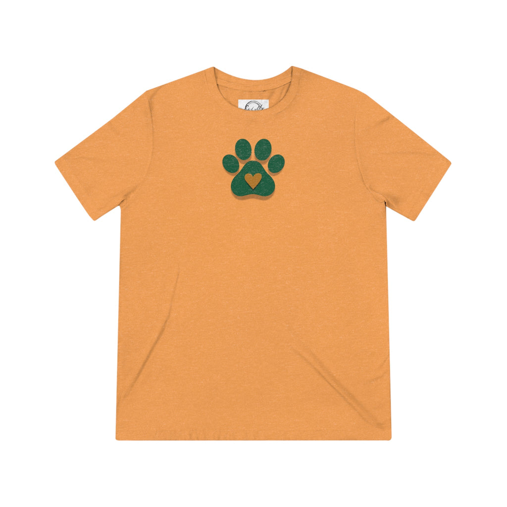 Green & Gold Paw Unisex Triblend Tee - T - Shirt - Epileptic Al’s Shop