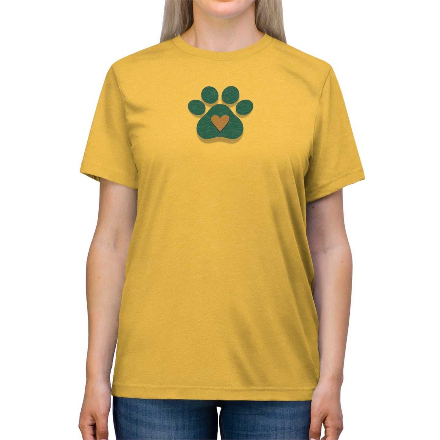 Green & Gold Paw Unisex Triblend Tee - T - Shirt - Epileptic Al’s Shop