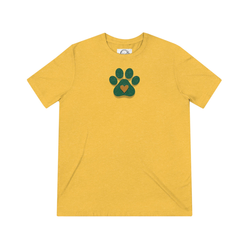 Green & Gold Paw Unisex Triblend Tee - T - Shirt - Epileptic Al’s Shop