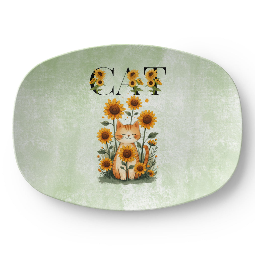 Green Sunflower Cat Collectible Platter - Decor, Kitchen & Dining, Serving Platters - EpiAl's Shop