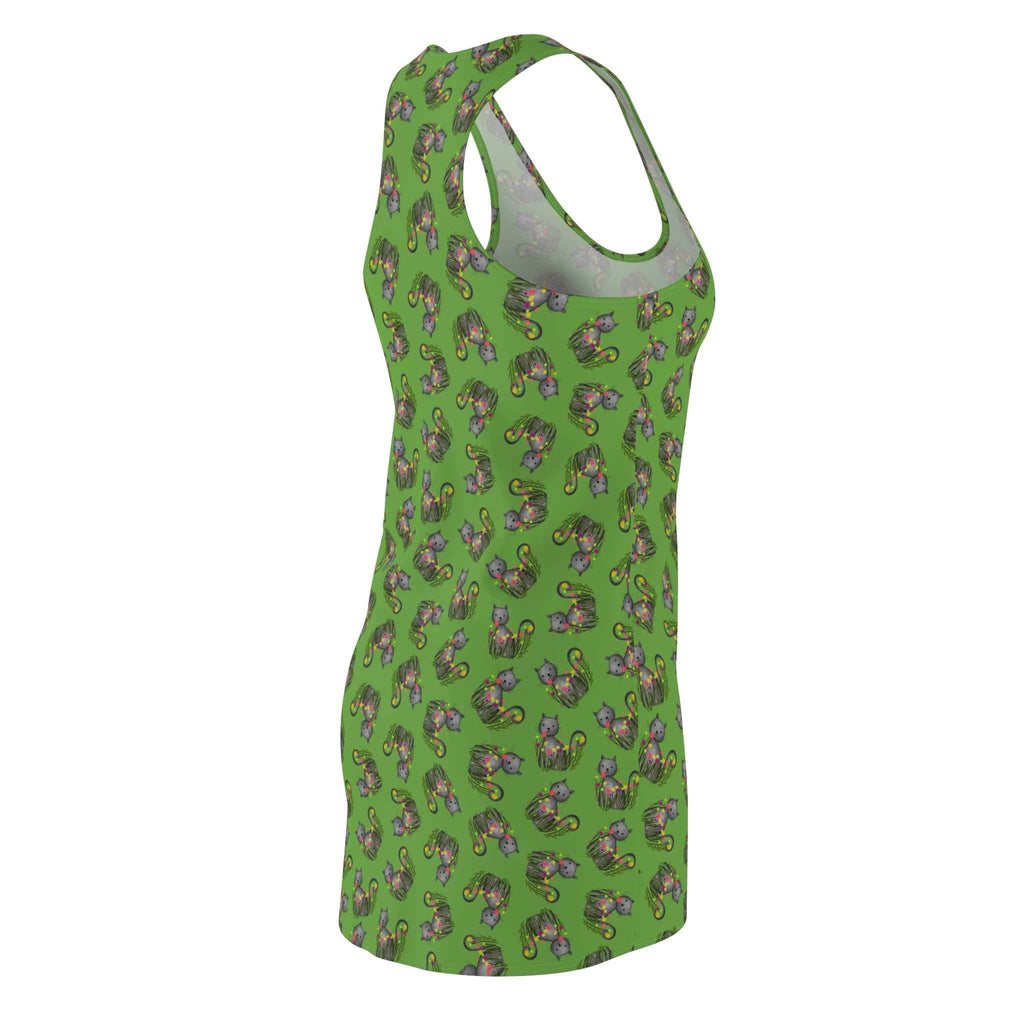 Green WhimsiCat Racerback Dress – Lightweight Athletic Cat Print Dress - Clothing, Women, Dresses - EpiAl's Shop