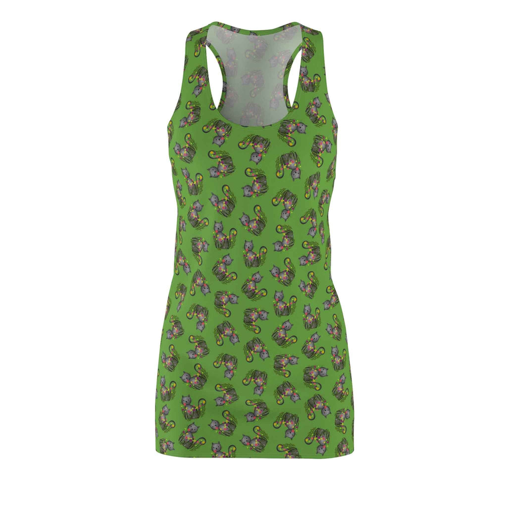 Green WhimsiCat Racerback Dress – Lightweight Athletic Cat Print Dress - Clothing, Women, Dresses - EpiAl's Shop