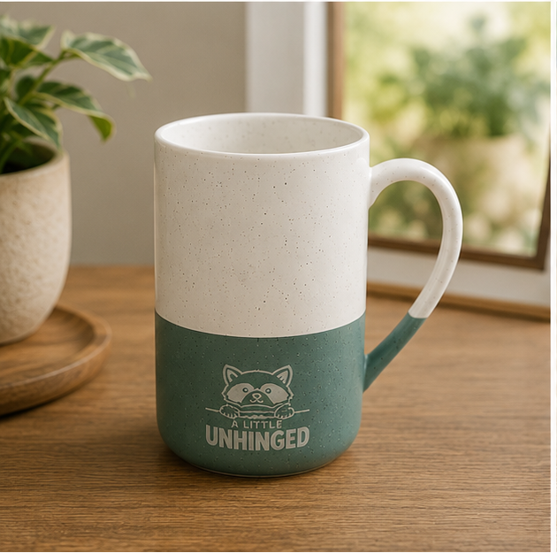 Jimothy “A Little Unhinged” Engraved Ceramic Mug, 13oz