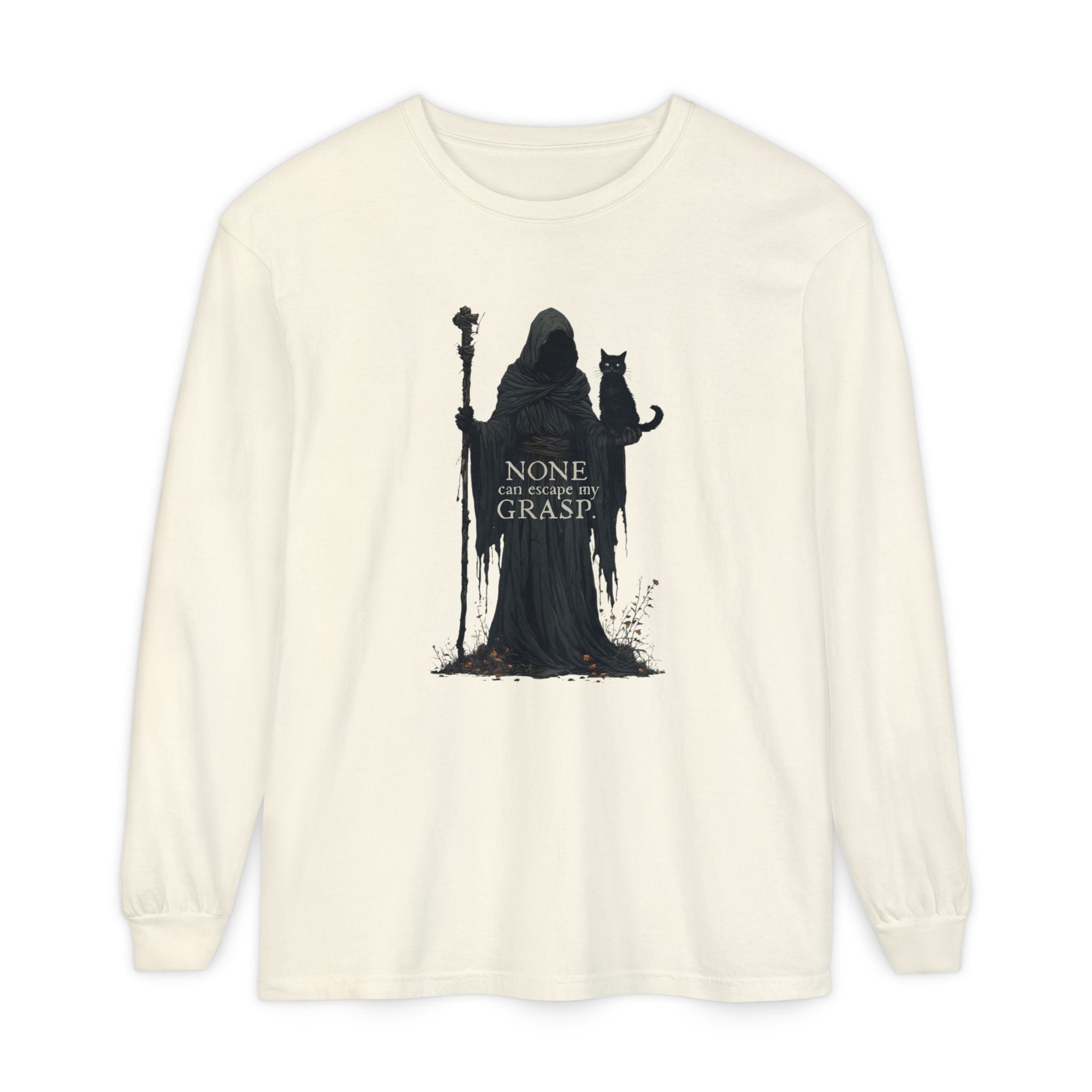 Grim Reaper with Cat Long Sleeve T-Shirt - Clothing, T-shirts, Long - Sleeve - EpiAl's Shop