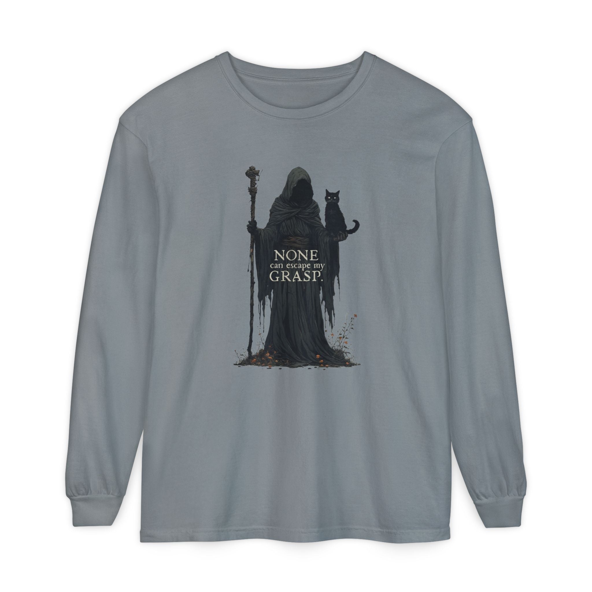 Grim Reaper with Cat Long Sleeve T-Shirt - Clothing, T-shirts, Long - Sleeve - EpiAl's Shop
