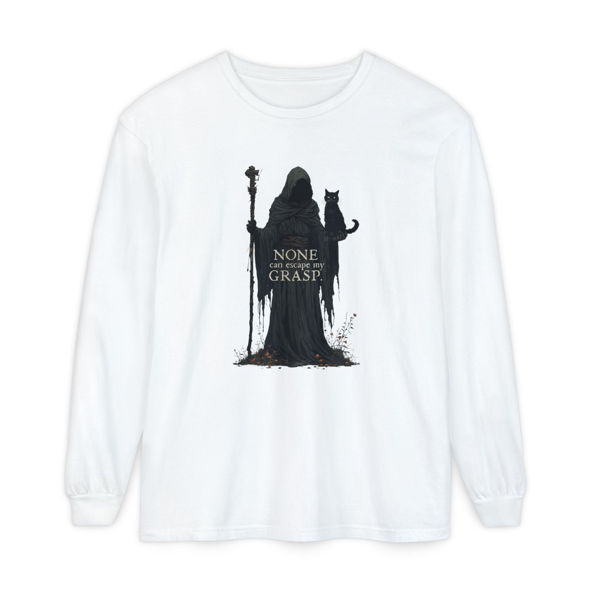 Grim Reaper with Cat Long Sleeve T-Shirt - Clothing, T-shirts, Long - Sleeve - EpiAl's Shop