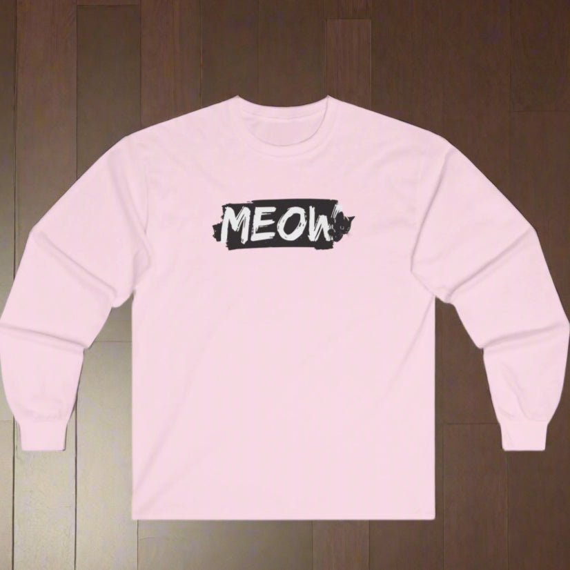 Grungy Meow Long Sleeve Tee - Clothing, T-shirts, Long - Sleeve - EpiAl's Shop