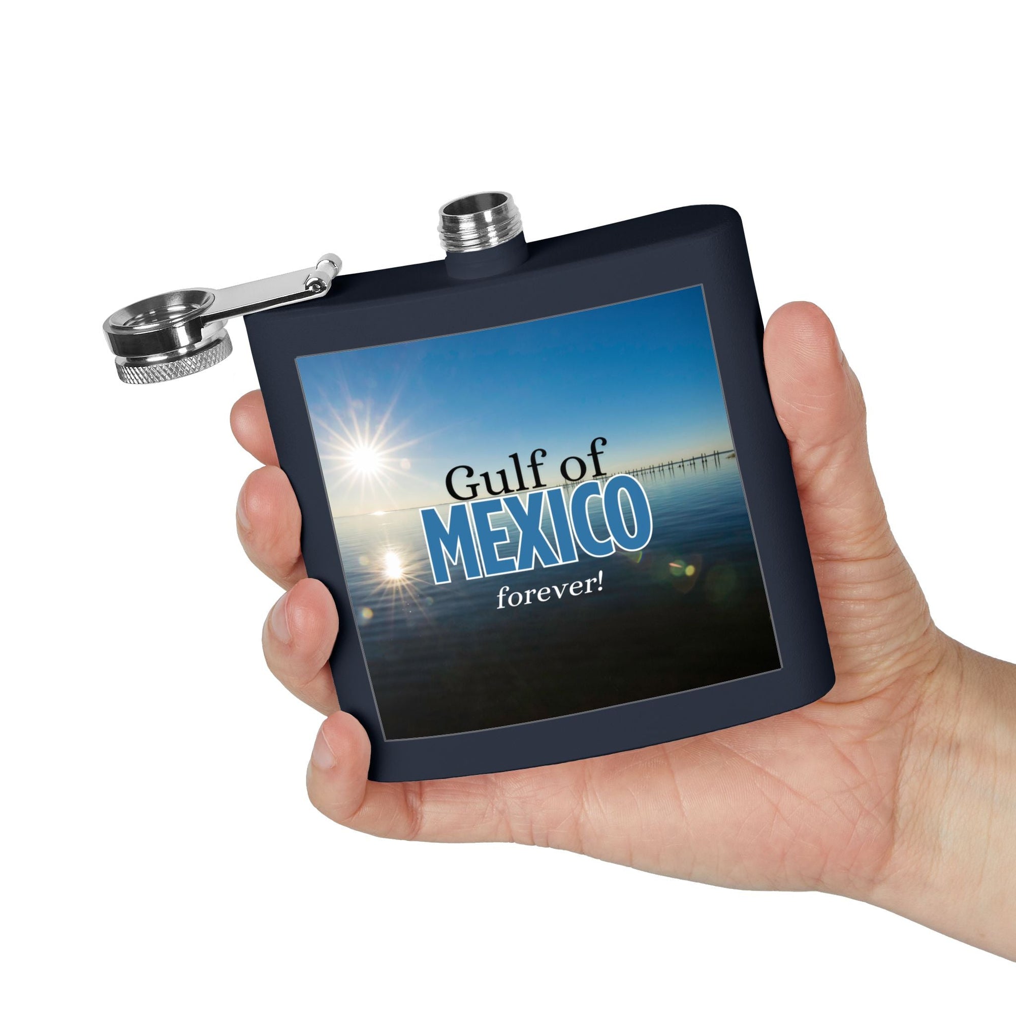 Gulf of Mexico 6oz Stainless Steel Flask - Perfect for Travel & Celebrations - Drinkware, Flasks - EpiAl's Shop