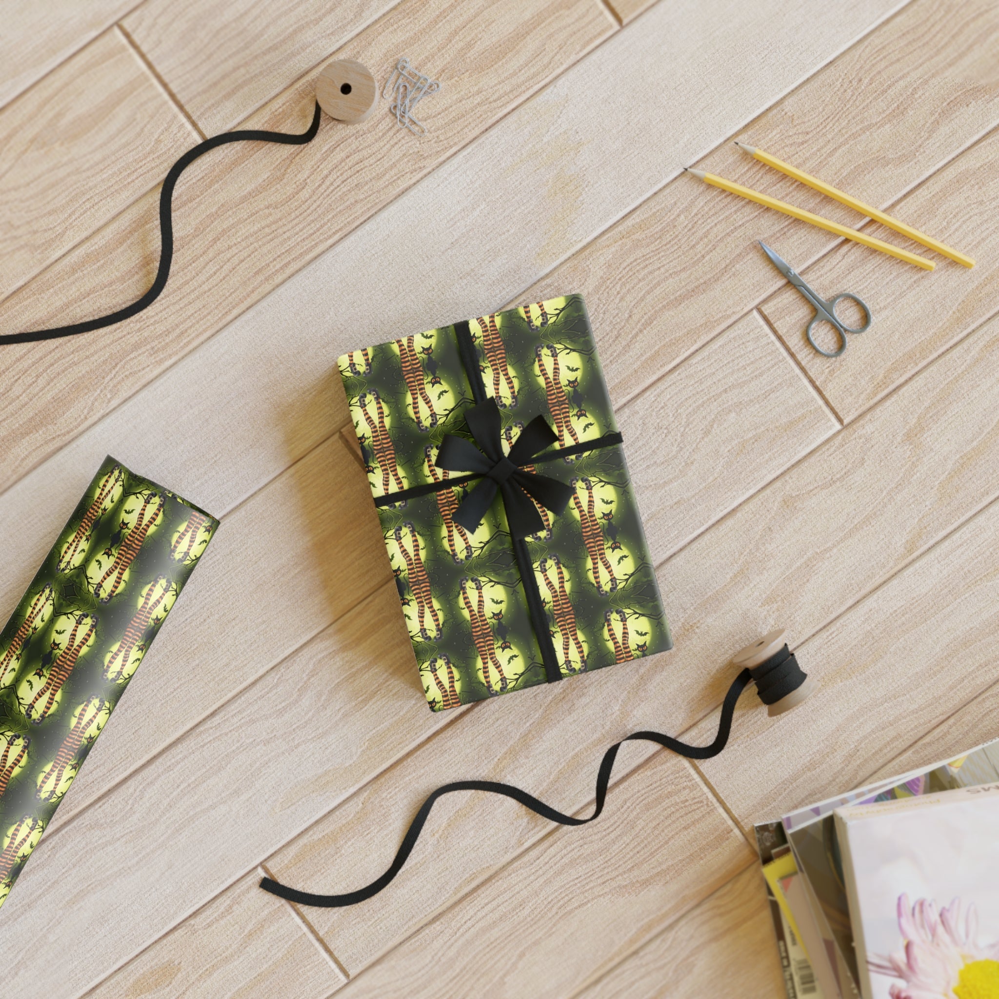 Halloween Cat Lady Gift Wrapping Paper Roll - Paper Products, Gift Wrapping Paper - EpiAl's Shop