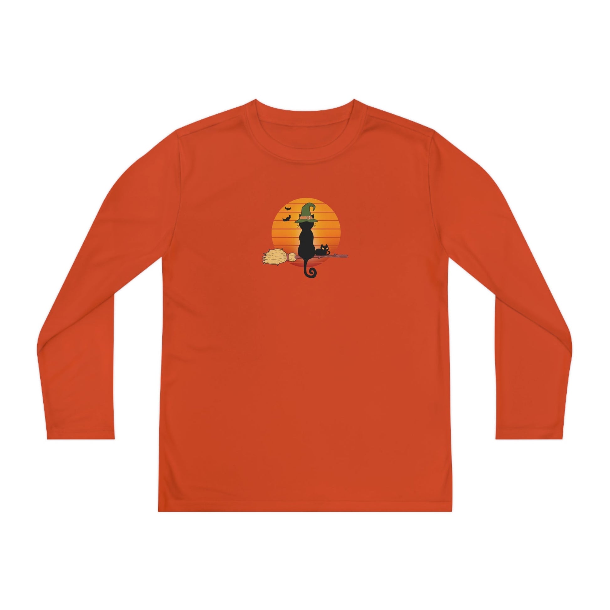 Halloween Cat Youth Long Sleeve Competitor Tee - Kids clothes - Epileptic Al’s Shop
